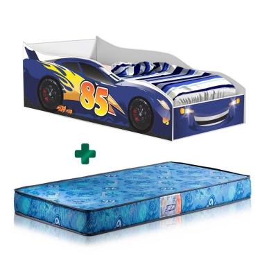 Imagem de Cama Carro Azul Infantil Gabrielli Colchão Gazin