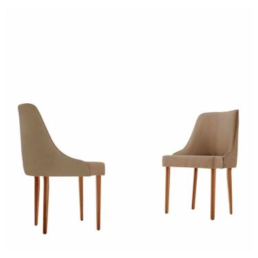 Imagem de Conjunto Com 2 Cadeiras Esmeralda Em Madeira Maciça Moderna Linho Palha/ferrara