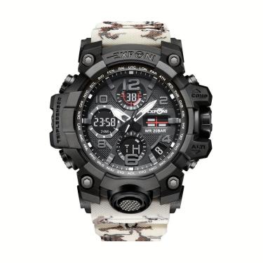 Imagem de Relógio Esportivo Com Duplo Display E Luz Noturna Led Calendário Cronômetro Branco