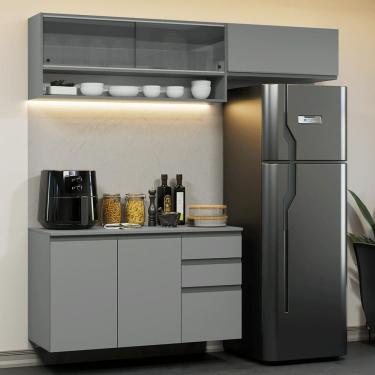 Imagem de Armário De Cozinha Compacta Suspenso 200cm Nice Madesa Xa12 Cinza