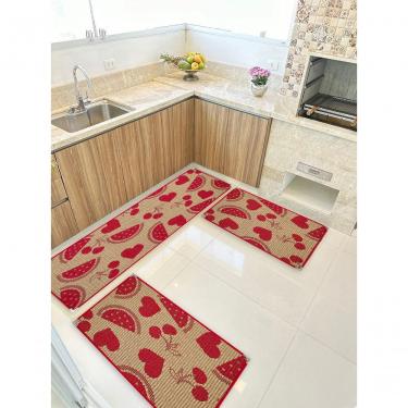 Imagem de Jogo Tapete Cozinha Kit 3 Peças Sisal Antiderrapante Ks-82