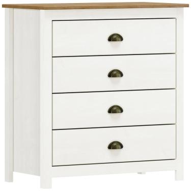 Imagem de Comoda 4 Gavetas Madeira Maciça 80 Cm 9101 Branco Freijo Milani Store