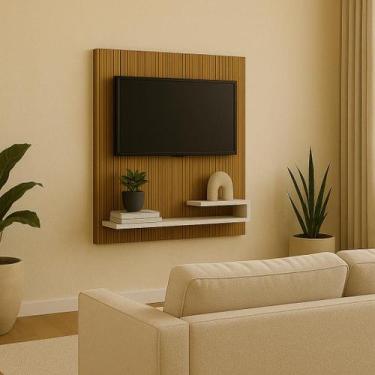 Imagem de Painel Para Tv Até 32 Polegadas Com Prateleira Liso e Ripado - Kelan, 