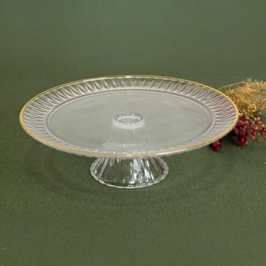 Imagem de Prato para Bolo Radial de Cristal com Pé e Fio de Ouro Lyor