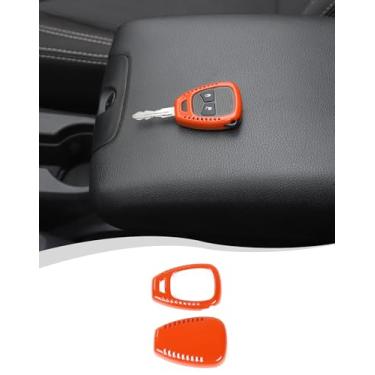 Imagem de Hoolcar Capa de chaveiro porta-chaves com controle remoto protetor inteligente para Jeep Wrangler JK JKU 2007-2017, para Jeep Compass 2008-2016, para Jeep Patriot 2011-2016, laranja