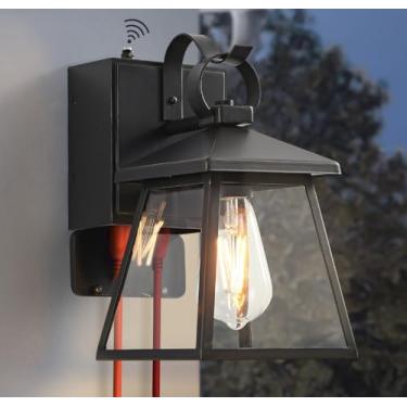 Imagem de JOKAONOTL Iluminação Externa Do Anoitecer Ao Amanhecer Com Tomada Gfci, Luzes De Varanda Externas À Prova D'Água, Montagem Em Parede, Luminárias Modernas Para Casa, Pátio, Garagem, Bronze, 11,4'' Al