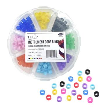 Imagem de TULIP Anéis De Código Instrumento (Pacote Com 200), Silicone Grau Médico, Cores Sortidas, 4 X 6 5 Mm, Autoclaváveis A 135 °C/275 °F, Faixas Codificação Para Instrumentos Odontológicos E Ferramentas,