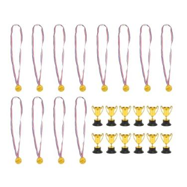Imagem de Mini Gold Awards Trophy Inclui Gold Plastic Trophy Cup Shiny Golden Ganner Medalls Party Favors School Sports Events Award