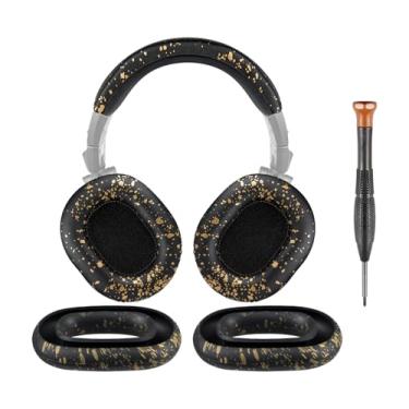 Imagem de SOULWIT Almofadas Auriculares + Protetor De Silicone Para Faixa Cabeça, Kit Substituição Fones Ouvido Ath M50, M50X, M50Xwh, M50Xbt, M50Xbt2, M50S/Le, Peça Reposição (Preto Dourado)