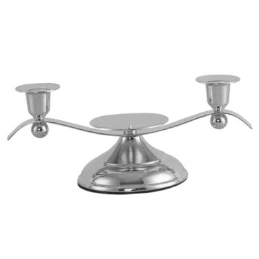 Imagem de IEUDNS Suporte de vela cônico, suporte de castiçal elegante, candelabro para lareira de hotel, aniversário, decoração, Prata