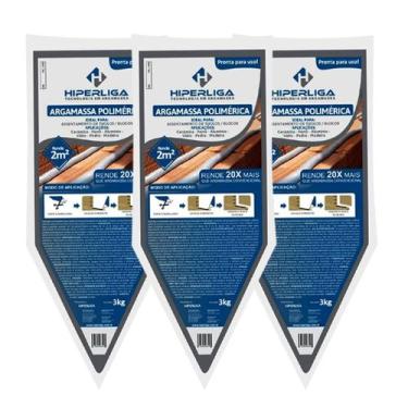 Imagem de Kit 3 Argamassa Polimérica Hiper Liga 3Kg Blocos E Tijolos - Hiperliga