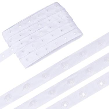 Imagem de HOBBIESAY Tiras de pressão de 10 jardas prendedor Tim White Snap Button Tape Sew on Fastener Buckles Tape Accessories Plastic Snap Button Trim for DIY Clothes Hats Dress Fabric Sewing Crafts 1,71 pol