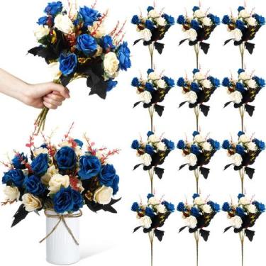 Imagem de Buquês de flores artificiais Hotop Silk Faux Roses 33cm