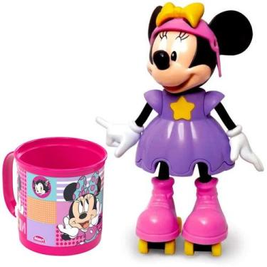 Imagem de Kit Minnie Patinadora com Caneca Divertida Giratória Plasútil Meninas 