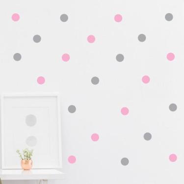 Imagem de Adesivos Bolinhas Decorativas 100 Unidades 5cm, Rosa/cinza - Create 