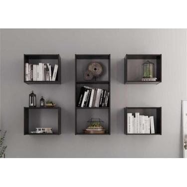 Imagem de Kit Nichos 7 Compartimento Canada Preto Onix - CASA H