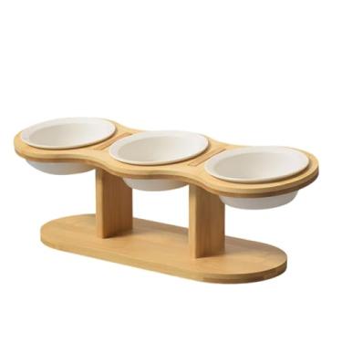 Imagem de Gralara Tigelas elevadas para animais de estimação, comedouro para gatos, tigela portátil para água, alimentador para gatos, 3 potes para cães, Tigela Branca