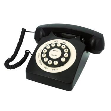 Imagem de Telefone fixo retrô com fio, telefone clássico vintage da TelPal para casa e escritório, presente de telefone doméstico com fio para idosos (preto)