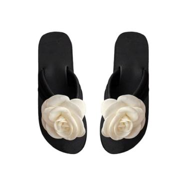 Imagem de GORGLITTER Sandália feminina de malha com laço decorativa, rasteira, bico aberto, dedo do pé, Branco, 36 BR