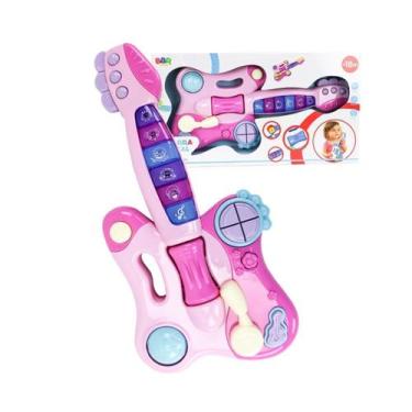 Imagem de Guitarra infantil com luz  som e musicas para crianças bbr