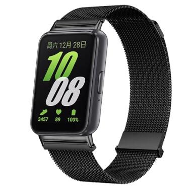 Imagem de HAOZHI Pulseira Magnético Compatível com Samsung Galaxy Fit 3,Bracelete Correia de Metal para Samsung Galaxy Fit3 (Preto)