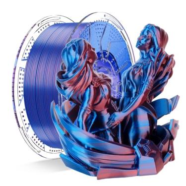 Imagem de Chitu Systems Conjure Filamento PLA de seda de duas cores vermelhas e azuis, diâmetros brilhantes de filamento de Natal de 1,75 ± 0,02 mm, filamento de impressora 3D 1 kg 1 kg