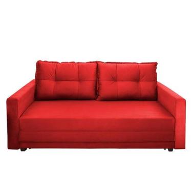Imagem de Sofá-Cama Casal 3 Lugares Trancoso Suede Liso Vermelho - Montreal
