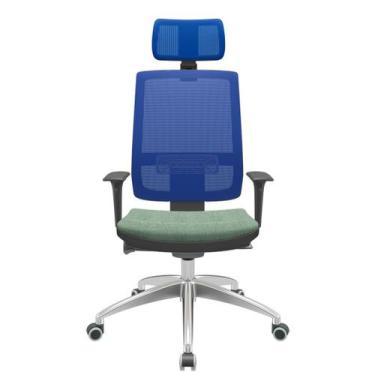 Imagem de Cadeira Office Brizza Tela Azul Com Encosto Assento Concept Hera Autoc