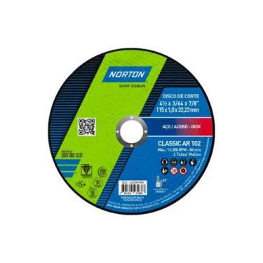 Imagem de Disco de Corte Metal 4 1/2'' 1mm Norton - Para Metalurgia