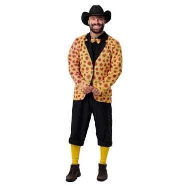 Imagem de Roupa De Festa Junina Masculina Adulta Blazer Noivo Caipira - Fantasia