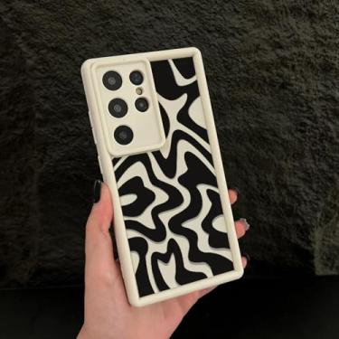 Imagem de YOGISU Capa macia com padrão listrado de luxo para Samsung A56 (para Samsung A56/branco 028)