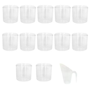 Imagem de Kit 12 Potes Acrílico Redondo com Tampa 8,6l + Conchas 600ml - Ex Pote