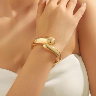 Imagem de Conjunto Gota Bracelete brincos e anel dourado ou prata - NoBrand, Bra