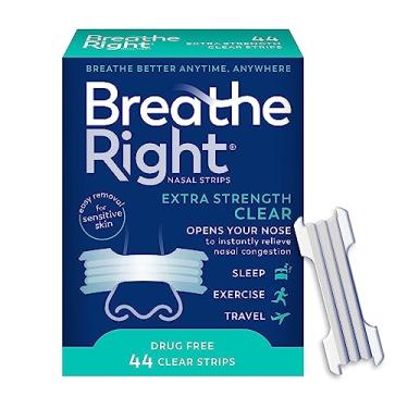 Imagem de Breathe Right Tiras nasais extra transparentes sem drogas para alívio da congestão nasal, 44 unidades, 1 unidade