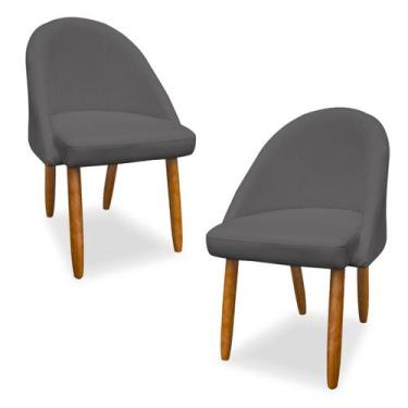 Imagem de Kit 2 Poltronas Cadeira Lua Sala de Jantar - Leo Decor, Grafite