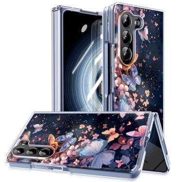 Imagem de MIDIIUGCT Capa magnética para Samsung Galaxy Z Fold 5, anel magnético integrado e carregamento sem fio, capa com absorção de choque para Z Fold 5 [borboleta rosa] MUS-CXDZ-07-09