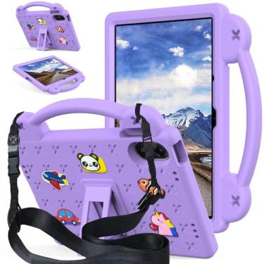 Imagem de AKABEILA Compatível com Xiaomi Redmi Pad 2 2025 11 polegadas, capa protetora universal leve à prova de choque com alça de ombro e alça de suporte, roxo claro