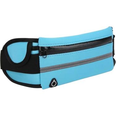 Imagem de Pochete Esportiva Impermeável com Porta Celular e Suporte para Garrafa – Cinta de Corrida Ajustável com Faixa Refletiva para Bike, Academia, Trilhas e Caminhadas (Azul)