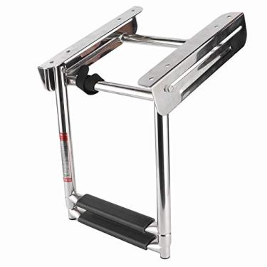 Imagem de YOUTHINK Estágios de Barco Escala Telescópica Com 2 Escadas Plataforma de Natação Com Cobertura Resistente a Deslizamento, Acessório Prático de Embarque para Marítimos, tamanho: aprox. 33,2 Polegadas