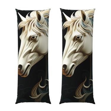 Imagem de Capa de travesseiro corporal com zíper oculto, fronha longa de microfibra macia e respirável para travesseiro corporal, capas de travesseiro com estampa de cavalo para dormir, presente de cama, capa