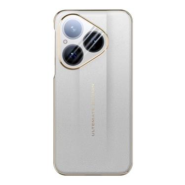 Imagem de HAOMRIYL Capa de couro para Huawei Pura 80 Ultra/80 Pro+/80 pro/80, capa ultrafina à prova de choque com proteção de câmera galvanizada, branca, 80