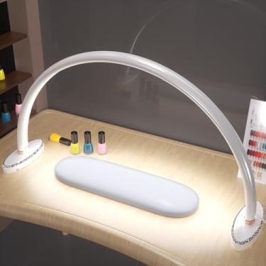 Imagem de welltell Pacote Com 2 Luzes De Meia-Lua Para Mesa Manicure. 3 Cores Luz. Brilho Ajustável. Iluminação 180 Graus. Luminária Manicure Pintura, Bordado, Leitura, Etc. Moon Light Nail Tech Sem Sombras.