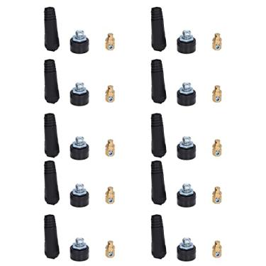 Imagem de 10 Defina o Conector do Painel de Cabos de Soldagem Tig, Plugue de Borracha de Latão de 9 Mm 200-250A, Conexão Rápida para Máquina de Soldagem Elétrica