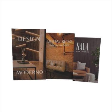 Imagem de Caixa Livro Decorativa Kit 3 Livro Fake Porta Objetos Papel Cartão Par