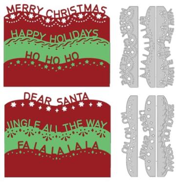 Imagem de DELORIGIN Matrizes de corte de borda de Natal para fazer cartões, estêncil de aço carbono, molde de gravação em relevo para cartões comemorativos, artesanato, álbum, cartas, convites, envelopes