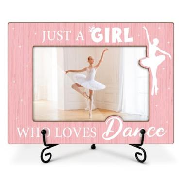 Imagem de Qssfdgg Moldura de dança - Just A Girl Who Loves Dance, presentes de dançarina para professora de balé, filha, irmã amiga, moldura para fotos 10 x 6 com suporte para decoração de mesa de escritório em