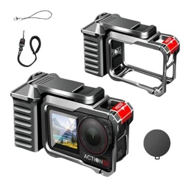 Imagem de Coyktonty Conjunto de suporte de alça de câmera, conjunto de gaiola de câmera para DJI Action 5 Pro/Action 4/Action 3, material de liga de alumínio com botão do obturador, cordão