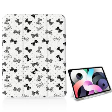 Imagem de Capa feminina quadriculada com gravata borboleta para iPad de 11 polegadas (chip A16) 2025 geração 11ª/iPad 11 polegadas 2022 10ª geração com suporte para lápis e hibernar/despertar automático, capa