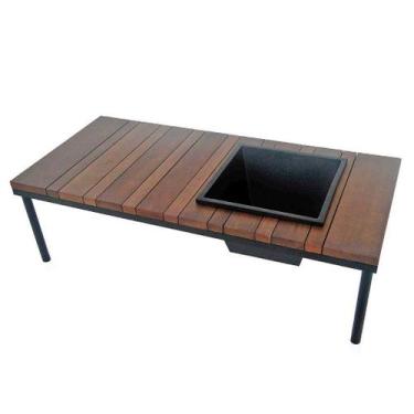 Imagem de Mesa de Centro Tampo Madeira Alumínio Com Champanheira Embutida - Noss