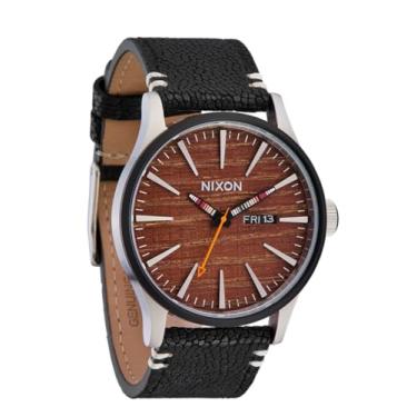 Imagem de Nixon Couro masculino Sentry prata/jacarandá/preto 42 mm